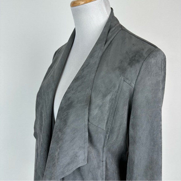 Kut From The Kloth Tayanita Gray Cascade Collar Faux Suede Jacket Size Small - Picture 8 of 14